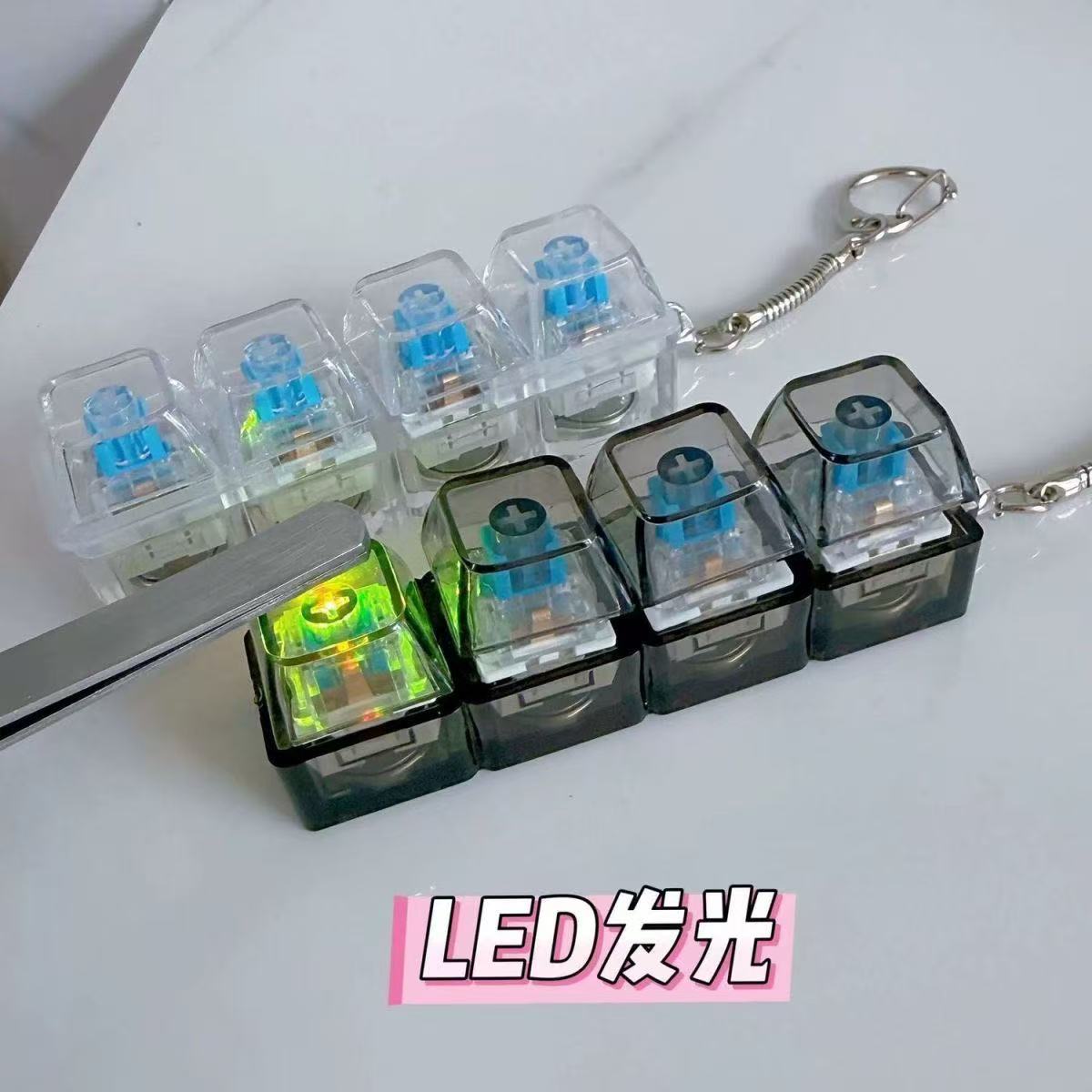RGB Keyboard Fidget Keychain with LED Lights
