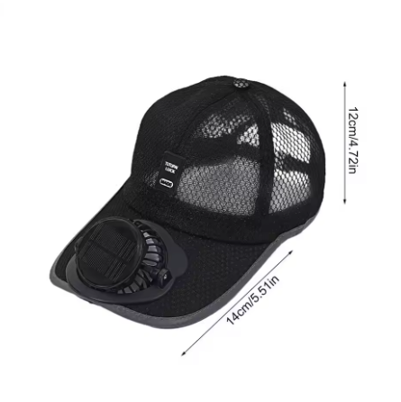 Cooling Fan Baseball Cap – USB Rechargeable Mesh Sun Hat with Built-in Fan