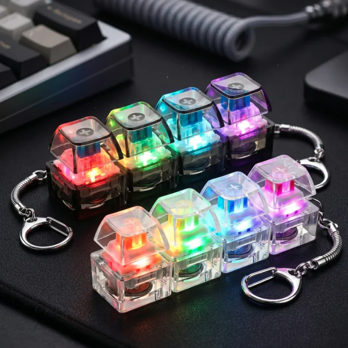 RGB Keyboard Fidget Keychain with LED Lights