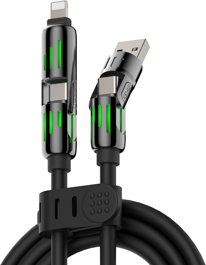 4-in-1 Multi USB Charging Cable – 240W Fast Charging Cord (USB-A & Type-C) for iPhone, iPad, Samsung, MacBook – 6.6Ft